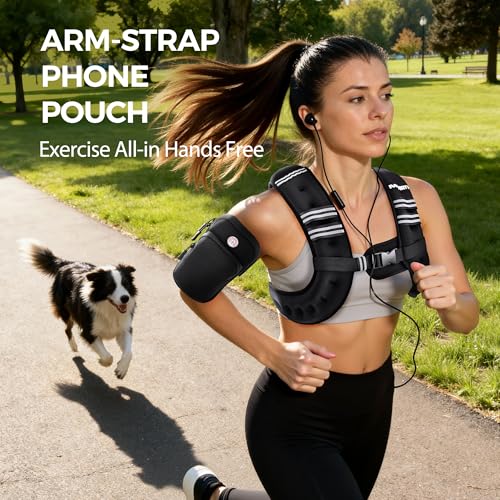 Weighted Vest,6lb/8lb/10lb/12lb/16lb/20lb/25lb/30lb Weight Vest with Reflective Stripe, Body Weight Vests for Women, Men, Weight Loss Workout, Strength Training, Running, Walking, Jogging