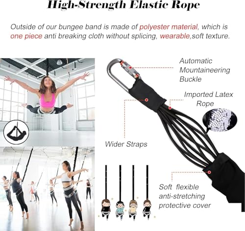 Bungee Resistant Band Anti Breaking, Suspension Aerial Yoga Stretch Rope with Breathable Belt, Bungee Fitness Set for Muscle Building/Body Contouring - size: 57.5-67.5 kg/126.8-148.8 lbs
