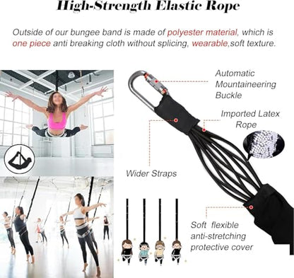Bungee Resistant Band Anti Breaking, Suspension Aerial Yoga Stretch Rope with Breathable Belt, Bungee Fitness Set for Muscle Building/Body Contouring - size: 57.5-67.5 kg/126.8-148.8 lbs