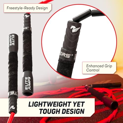Freestyle Beaded Jump Rope for Cardio Training - Workout Jump Rope with Unbreakable Long Handles and Shatterproof Beads - Designed for Beginners or Pros - Ideal Fitness