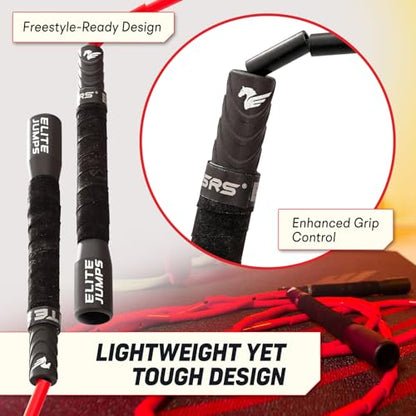 Freestyle Beaded Jump Rope for Cardio Training - Workout Jump Rope with Unbreakable Long Handles and Shatterproof Beads - Designed for Beginners or Pros - Ideal Fitness