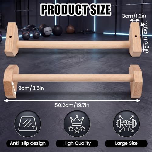 2 Pcs Wooden Parallettes Bars Push up Stands 15.7/19.7 Inch Push up Bars Calisthenics Equipment Non Slip Base Solid Portable Exercise Home Workout Equipment for Strength Training - size: 19.7 Inch