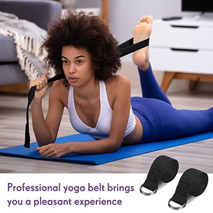 Yoga Strap for Stretching Bulk 6ft Exercise Stretch Band with Metal D Ring Adjustable Pilates Non Elastic Yoga Belt for Women Men Physical Fitness Gym Workout Dance
