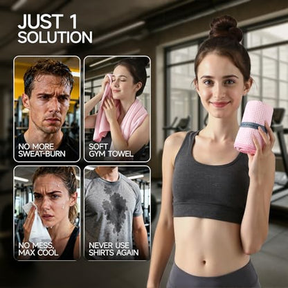 REDKISS 4 Pack Microfiber Gym Towels, Quick-Dry Sweat Towels for Workout, Yoga & Running, Soft Breathable, 39" x 16" - color: Pink/Light Blue/Green/Light Purple