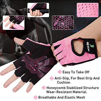 Geyoga 2 Pairs Workout Gloves Adjustable Gym Exercise - color: Black, Pink, size: Medium