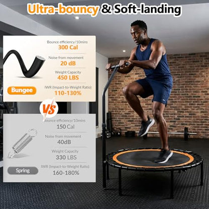 40" Bungee Rebounder Mini Trampoline with Foam Handle for Adults and Kids