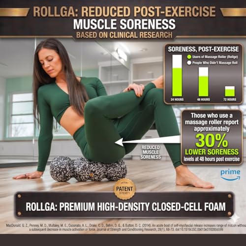 Rollga Foam Roller - High Density Foam Roller for Back Pain Relief, Deep Tissue Massage & Muscle Recovery. Physical Therapy Exercise Tool for Neck, Back, Legs, & Feet. Yoga & Pilates Roller - color: Silver