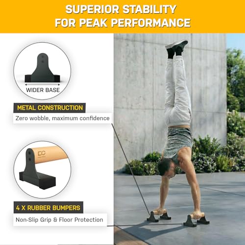 Parallettes Push Up Bar with Ergonomic Wooden Handles - Calisthenics Equipment - Non-slip Parallel Bars for Strength Training and Calisthenics - Pushup Handles Parallettes Bars - size: 9 IN