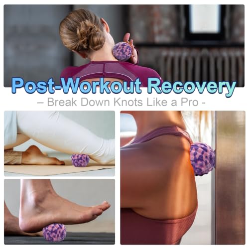 Deep Tissue Massage Ball for Exercise & Recovery - SGS Certification - Targets Back, Shoulder, Legs&Feet - Relieves Muscle Knots, Joint Pain&Tightness, Pressure Point Therapy- Myofascial Release Ball - color: Pink&purple, size: 1-Pack | 2.8-inch