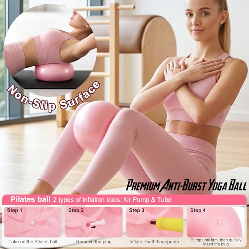 Pilates Set for Women, Pilates Kit for Home Workout Equipment with Pilates Ring, Ball, Resistance Bands, Sliders & Muscle Roller, All-in-One Pilates Starer Kit for Beginners, Full Body Toning