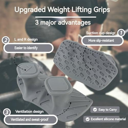 Upgraded Weight Lifting Grips for Women & Men - Extra Large & Thick Non-Slip Gym Grips, Ergonomic Workout Gloves for Pull-Ups, Dumbbell Exercises - color: Grey