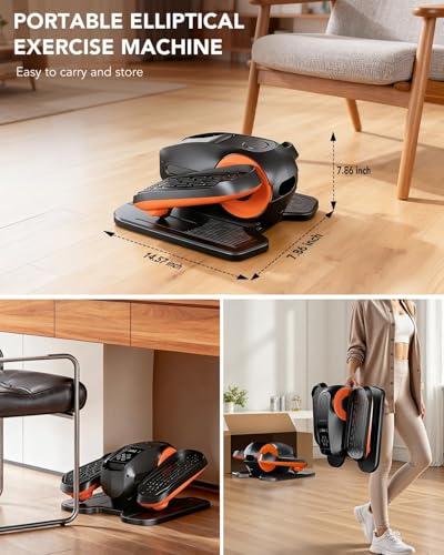 Under Desk Elliptical Machine,Leg Exerciser Electric as Seen on TV for Seniors, 24 Modes Romote Control Home Workout Exercise Equipment