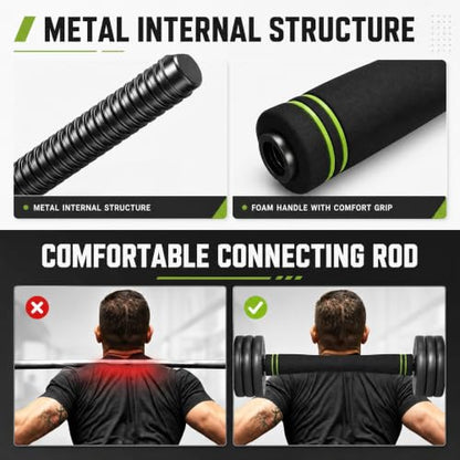 Adjustable Dumbbell Set 44LB, 4-in-1 Free Weight Set with Barbell & Kettlebell & Push-Up Handles, Compact All-in-One Home Gym for Men & Women, Anti-Slip Grip, Quiet Rubber-Coated Plates