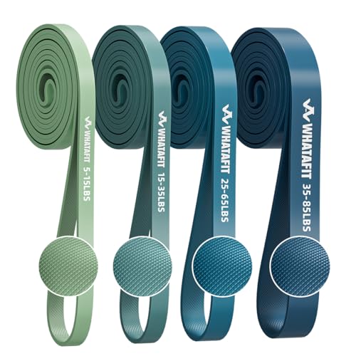WHATAFIT Resistance Bands,Pull Up Assist Bands Set with Handles, Exercise & Workout Bands with Door Anchor for Men & Women – Home Fitness Equipment for Strength Training, Stretching