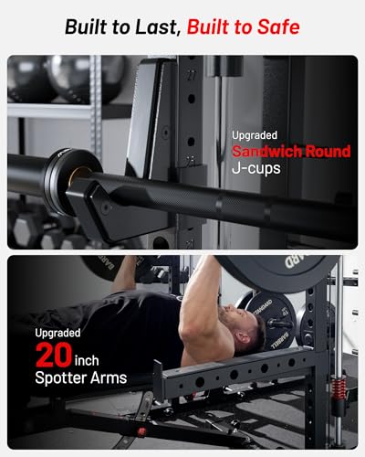 Mikolo M4 2.0 Standard/Ultra/Elite Smith Machine, 2200lbs Squat Rack with LAT-Pull Down System & Cable Crossover Machine, Training Equipment with Leg Hold-Down Attachment