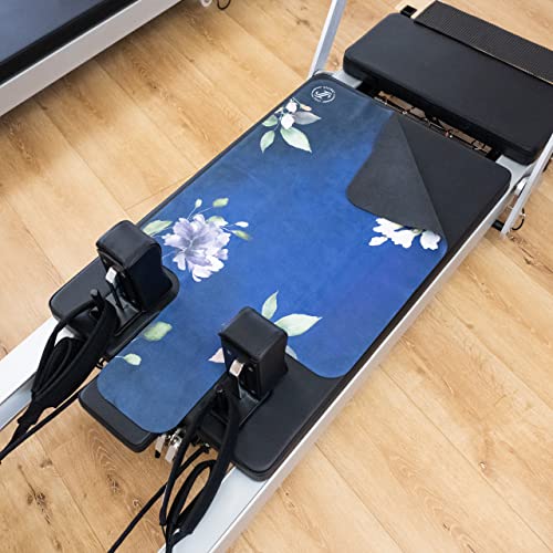 Pilates Reformer Mat and Towel - Exercise Fitness Gym Mat - Mini Travel Yoga Mat With Black Rubber Backing - Lightweight Non-Slip Portable Mat With Carry Bag - Pilates Socks Optional - color: Secret Garden