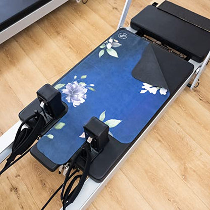 Pilates Reformer Mat and Towel - Exercise Fitness Gym Mat - Mini Travel Yoga Mat With Black Rubber Backing - Lightweight Non-Slip Portable Mat With Carry Bag - Pilates Socks Optional - color: Secret Garden