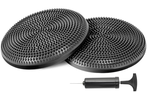 Primasole Balance Disc with Air Pump Wobble Cushion for Stability Workout 2 PCS - color: Cool Grey