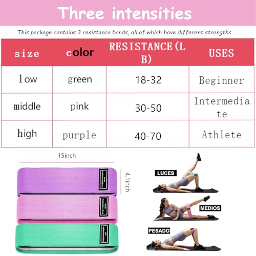 Resistance Bands for Working Out, Resistance Bands, 3 Set of Stretch Exercise Workout Bands for Booty Legs, Booty Band for Yoga Starter Set, Pilates, Working Out Hip Thigh Glute Bands Set