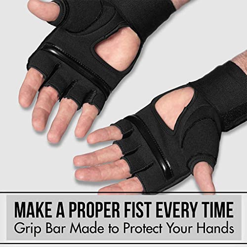 Quick Gel Boxing Wraps Under Boxing Gloves - Kickboxing MMA Muay Thai - Fist, Knuckle, Wrist Wrap Protection Inner Glove Hand Wraps - Men Women Kids - color: All Black, size: X-Small