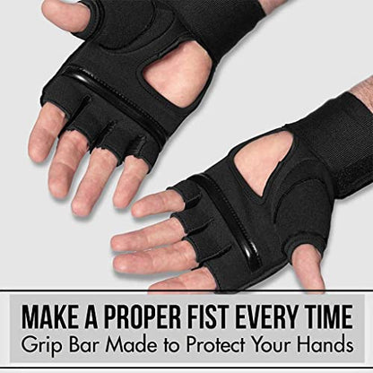Quick Gel Boxing Wraps Under Boxing Gloves - Kickboxing MMA Muay Thai - Fist, Knuckle, Wrist Wrap Protection Inner Glove Hand Wraps - Men Women Kids - color: All Black, size: X-Small