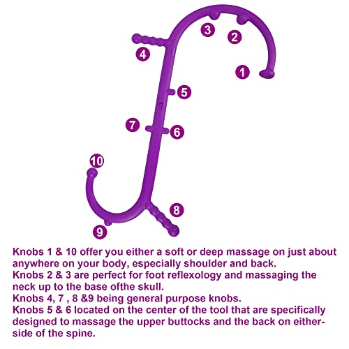 Massage Trigger Point Cane, Muscle Release Tool Self Massage Hook Cane, Handheld Back, Neck, Shoulder, Leg and Feet Massager Rod, Body Deep Tissue Gifts for Men & Women, Purple
