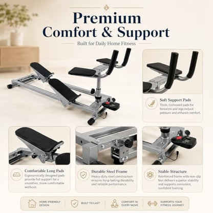 Happlee Crawling Machine for Adults Core Trainer Full Body Workout Machine Spine Twist and Stretch Trainer Ab Twist Machine Back Stretcher with Counter 5 Level Height 3 Level Angle Home Gym Equipment