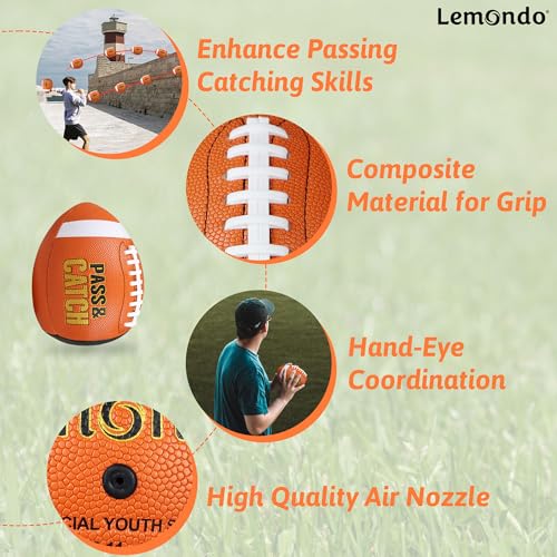 PassCatch Training Football, Enhance Passing Catching Skills, Official & Youth Size(with Pump)