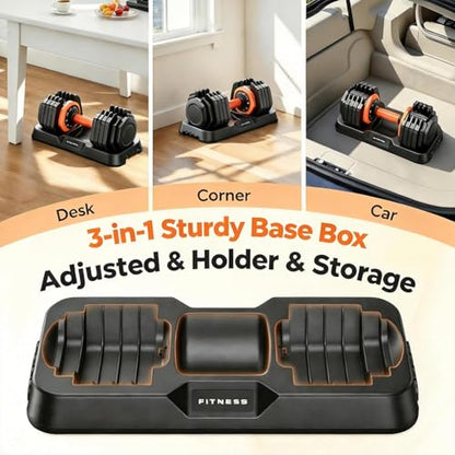 FEIERDUN Adjustable Dumbbell Set, Weight Set for Home Gym, 5/10-in-1 Free Weight Adjustable Dumbbells, Single Hand Twist Adjust with Non-Slip Handles, 90% Space Saving Strength Training for both Men&Women - color: 10 Weight Settings - 25 LB/Pair (50 LB To