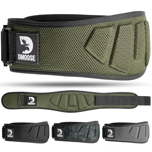 DMoose Fitness Weight Lifting Belt for Squats, Deadlift & Intense Workout - 6" Adjustable Fit Auto Lock Weightlifting Belt for Men & Women - Neoprene Gym Belts for Stability & Lumbar Back Support - color: Military Green 2.0, size: Large