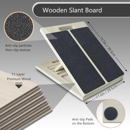 Wooden Slant Board for Calf Stretching, Adjustable Portable Wooden Incline Board for Yoga, Take Exercise, Stretch the Muscles, Exercise the Ankles