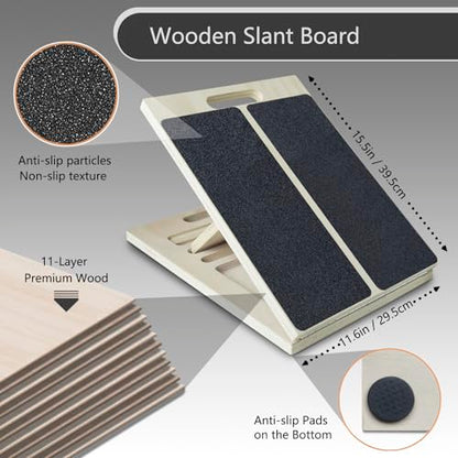 Wooden Slant Board for Calf Stretching, Adjustable Portable Wooden Incline Board for Yoga, Take Exercise, Stretch the Muscles, Exercise the Ankles