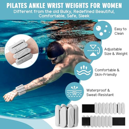 Wrist Weights, 2Pack Wearable Wrist Ankle Weights for Women and Men, Adjustable Silicone Arm and Leg Wrist Bracelets for Walking, Yoga, Pilates and Gym, 2lb - color: Grey