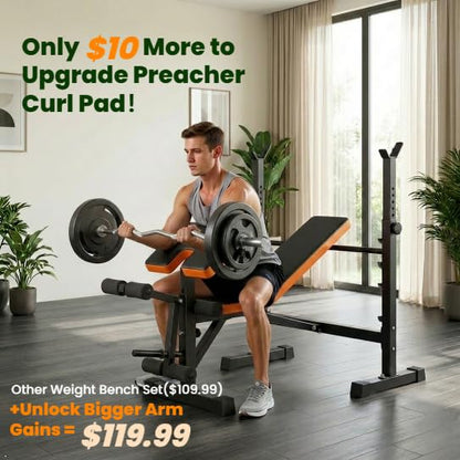 YOLEO 880-1980Lbs Standard/Olympic Weight Bench with Rack, Foldable Bench Press Set Home Gym Strength Series for Beginner/immediate/Advanced Fullbody Workout