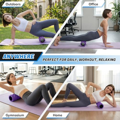 Foam Roller High Density Deep Tissue Massager for Muscle Massage Myofascial Trigger Point Release Improves Mobility Massage of The Back and Leg Muscles - 15" (Purple)