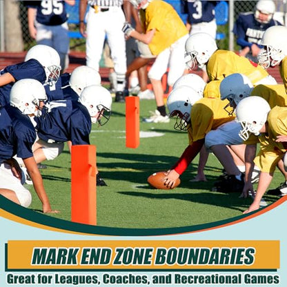 Football End Zone Pylons,18" x 4" x 4" Sand Weighted Anchorless Football Pylons Field Markers, Football Pylons Football Accessories for Sports Game Training - style: 4 Pcs