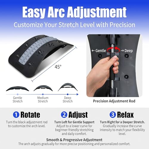 Back Stretcher, Back Stretcher for Lower Back Pain Relief, Spine Stretchers with Magnetic Massage, Adjustable Lumbar Support,Board for Waist & Back Cracking Device, Travel Accessories, Supports 220lbs