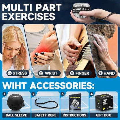 XMALL Wrist Gyro Ball, Torque Ball Hand Exerciser, Forearm Strengthener - color: Black (Colorful Light)