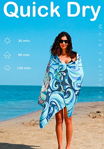 Widdonen Microfiber Beach Towel,Compact 2 Pack-71x32 Inch with Bag Travel - color: 2 Pack Turtle Turtle Mo