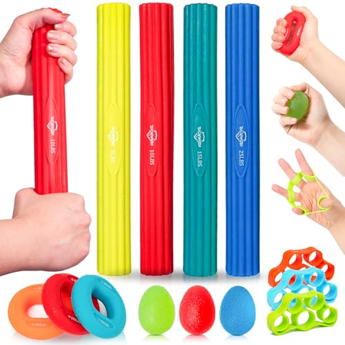 Flex Therapy Bar and Grip Strength Trainers Set, Physical Therapy & Resistance Bar for Golfers Elbow,Tendinitis,Wrist,Forearms Pain, Improve Grip Strength and Relieve Pain - color: 13pcs ‎Green sets