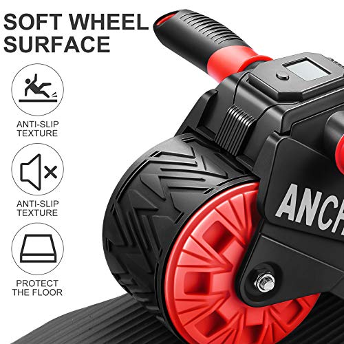 ANCHEER Ab Roller for Abs workout, Ab Wheel Roller with Knee Pad Mat and Intelligent Display, Fitness Ab Carver Pro Roller with Automatic Rebound, Ab Workout Equipment for Abdominal Exercise
