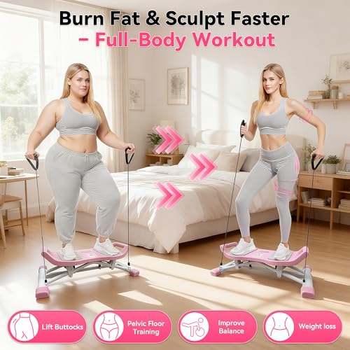 EPHESPORT Rocking Balance Board with Resistance Bands – Ski-Inspired Stepper for Core & Stability Training, LCD Monitor, 300 lbs Capacity, Wobble Fitness Trainer for Home Gym