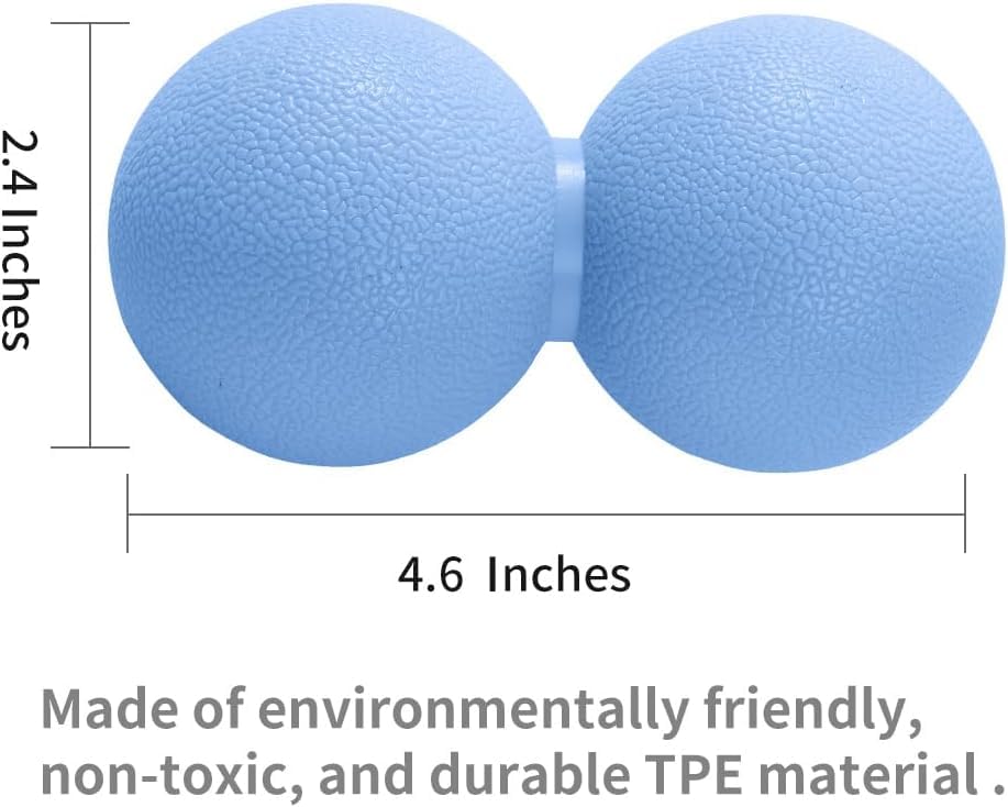 Double Lacrosse & Micro-Elastic Peanut Massage Ball - Myofascial Release Tool for Muscle, Back, Foot, and Physical Therapy, Mobility Roller for Acupressure and Relaxation (Blue)