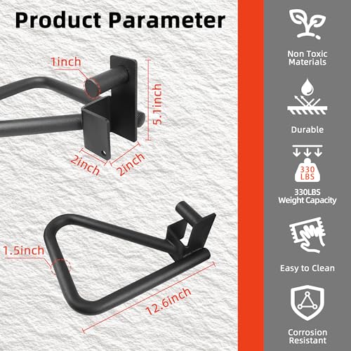 Hulkfit Power Cage Dip Bar Attachments with Multi-Grip Pull up Handles, Heavy Duty Iron Strength Training Accessories for Squat Rack & Power Cage