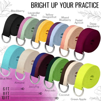 TECEUM 2 IN 1 Yoga & Mat Strap for Stretching – Cotton – 6/8/10 ft - color: Deep Raspberry, size: 6 ft