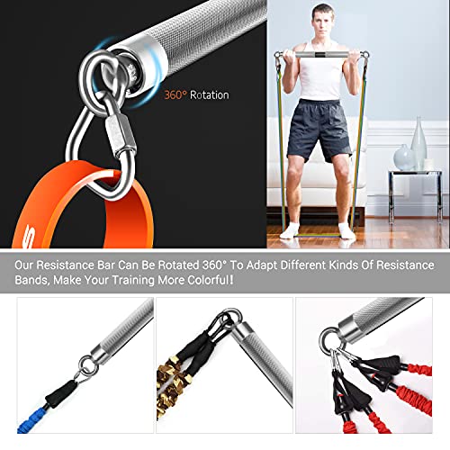 Detachable Resistance Bands Bar 30"/35.4"/38.5" Length Max Load 500LBS for Home Gym Full Body Workout Fitness Bar - style: Total Length:90cm/35.4"