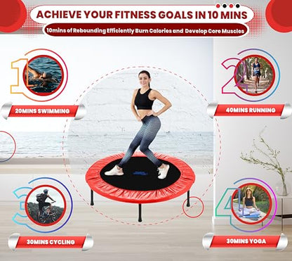Machrus Upper Bounce 40" Mini Trampoline for Adults - Small Rebounder Trampoline with Durable Jumping Mat, Portable & Foldable