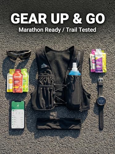 Running Vest for Women Men, USA Original Patent, Adjustable Chest Straps Running Hydration Vest with 500ml Soft Flask, Lightweight Reflective Hydration Backpack for Marathon