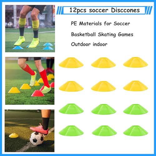 Soccer Agility Training Equipment Set, Soccer Accessories 12 Rung 20Ft Agility Ladder, 12 Disc Cones, Solo Soccer Trainer, Jump Rope - Speed Training Equipment Gifts for boy