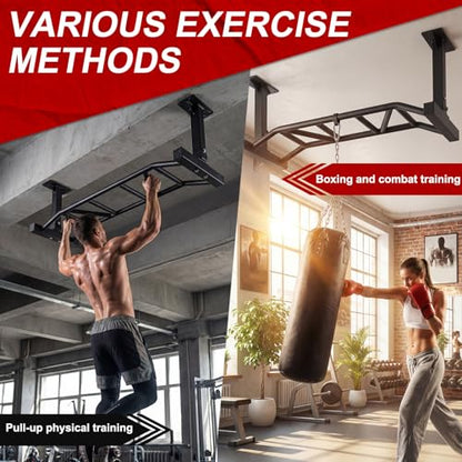 Generic 47 Inch Heavy Duty Ceiling Mount Pull Up Bar Adjustable Height&Supports to 600 Lbs Multi-Grip Chin Up Bar for Home Gym Workout